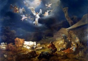 Les bergers recevant l'annonce de la naissance de Jésus