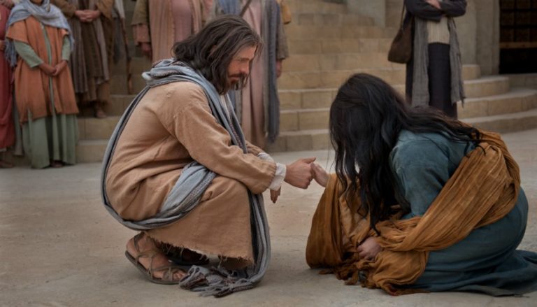 la femme adultère relevée par jésus